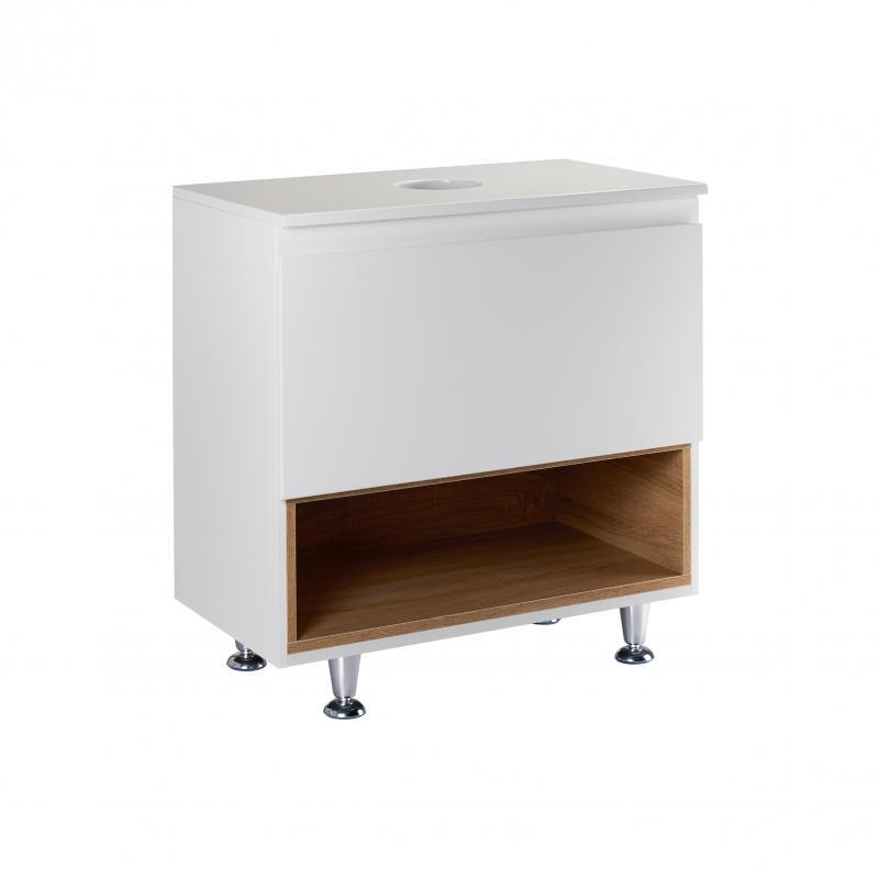 Підлогова Тумба Qtap Robin 600х616х437 White/Whitish oak зі стільницею QT1380TNН6001WWO