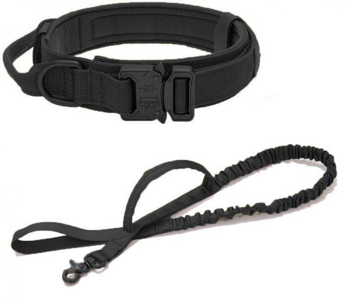 Нашийник з поводком Harness для собак, нейлоновий з металевою пряжкою-фастекс, Чорний
