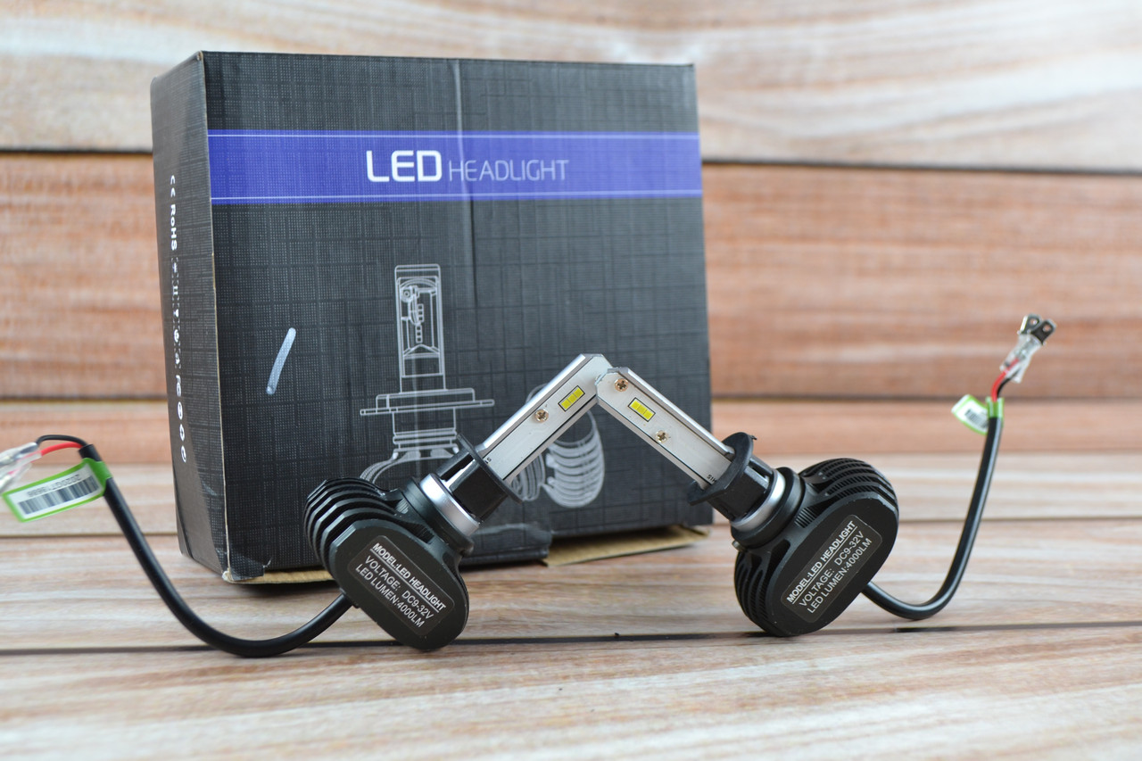 Комплект LED ламп HeadLight S1 H11 6000 K 4000 lm з радіатором 55 W+10%, фото 1