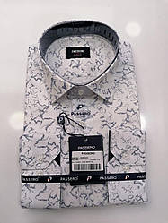 Приталена сорочка з довгим рукавом  Passero slim з принтом