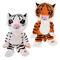 Мягкая интерактивная игрушка T2022 (30шт) тигр, танцует под музыку, 2 цвета, в пакете, 33 см игрушки