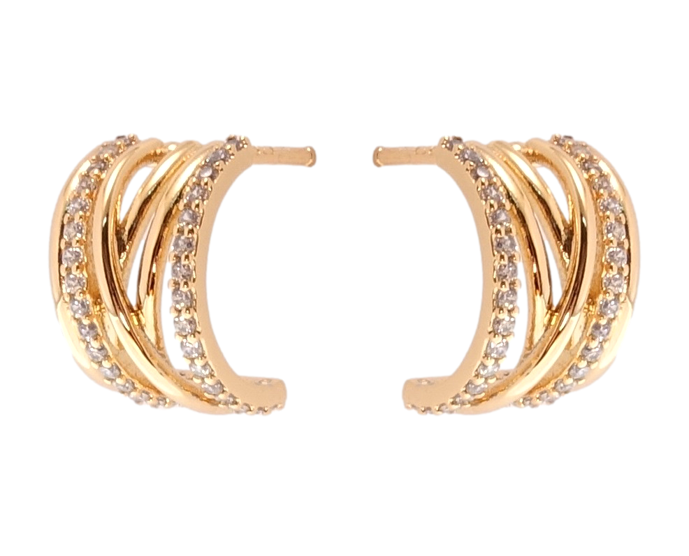 Сережки Xuping QQMM Позолота 18K пусети "Дуги інкрустація цирконієм"