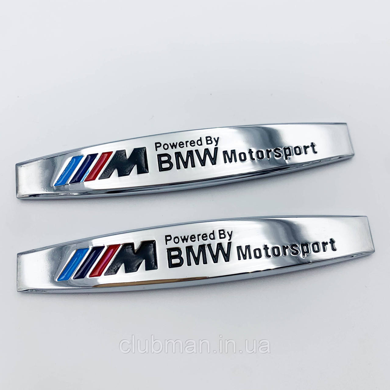 Емблема наклейка на переднє крило BMW M (БМВ) Motorsport Комплект 2 шт Хром