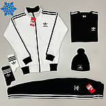 Зимовий чоловічий спортивний костюм Adidas на флісі теплий комплект 6в1 чорний Туреччина. Живе фото, фото 2