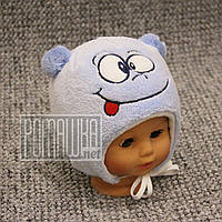 Зимова тепла термо р 42 5 6 7 міс плюшева шапочка для хлопчика новонароджених малюків зима 3211 Блакитний