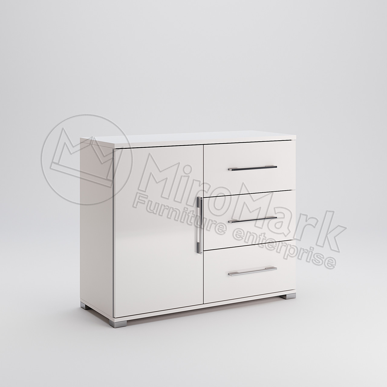Комод 1дв 3х Фемелі Глянець Білий MiroMark