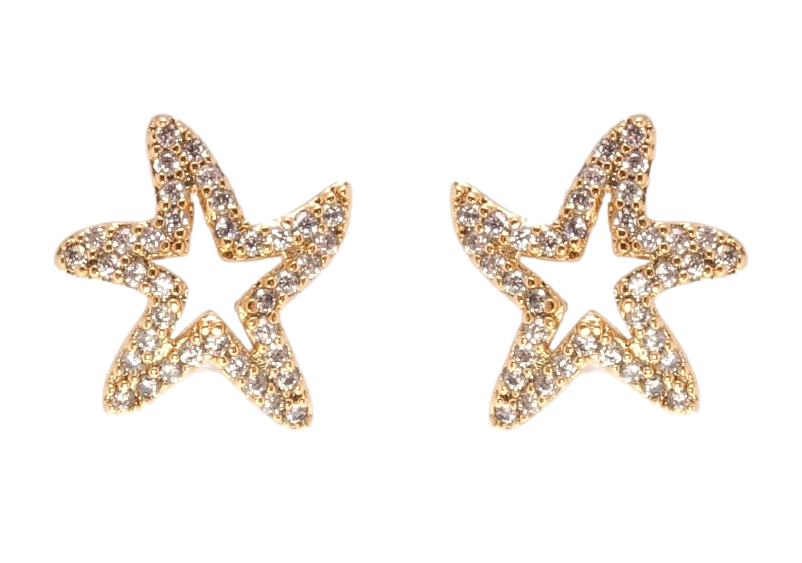 Сережки Xuping QQMM Позолота 18K пусети "Зірки інкрустація цирконієм"