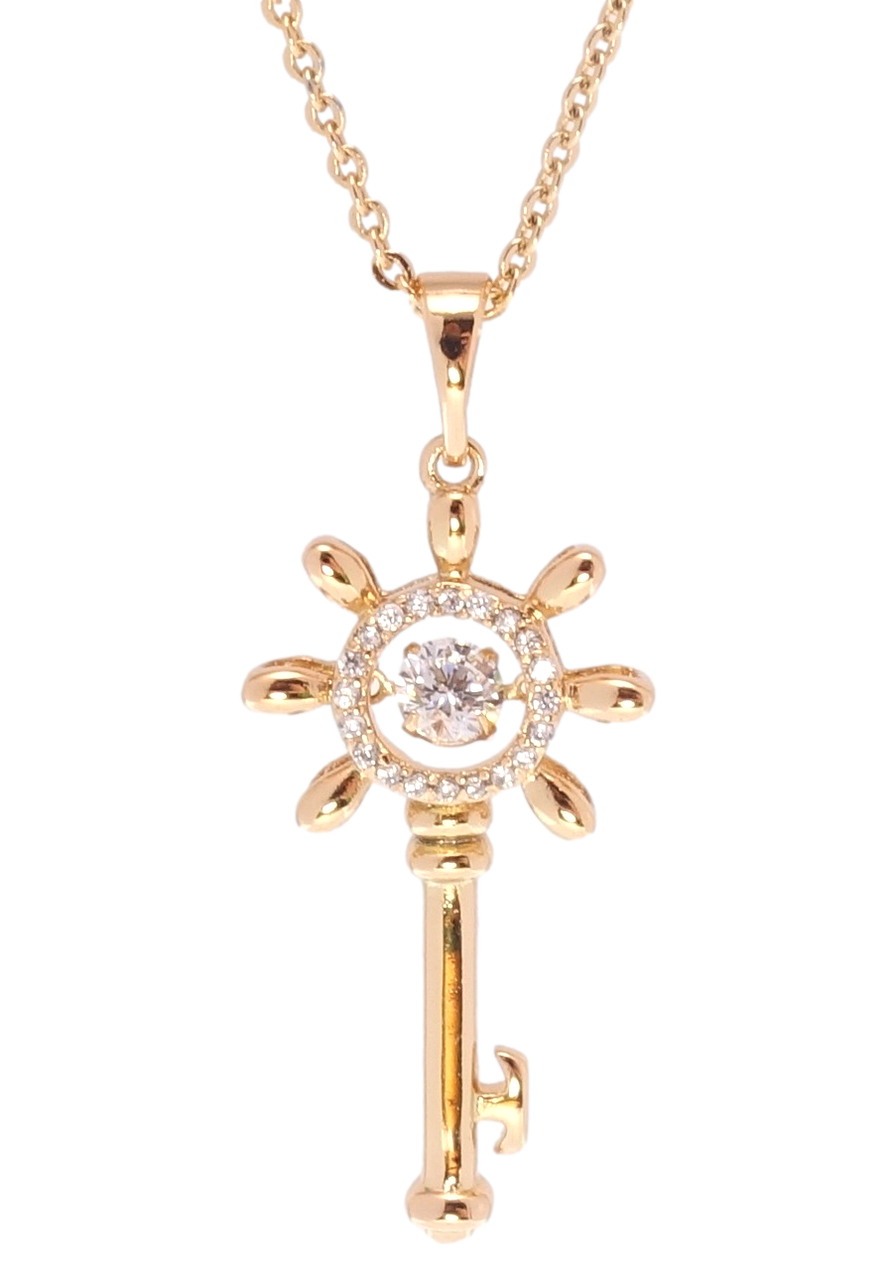 Підвіска на ланцюжку Xuping QQMM Позолота 18K "Ключик з "Танцювальним кристалом" довжина 41,5-47мм х 1мм
