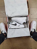 Кроси жіночі Nike Air Force 1 '07 Lv8 Ultra White. Найк Аір Форс 1 кросівки білі з чорним повсякденні