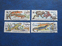 4 марки полная серия Чехословакия фауна земноводные лягушки тритоны WWF гаш КЦ 2.6 $