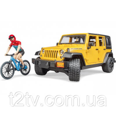 Спецтехніка Bruder Джип Jeep Rubicon з фігуркою велосипедиста на спортивному мо (02543), фото 1