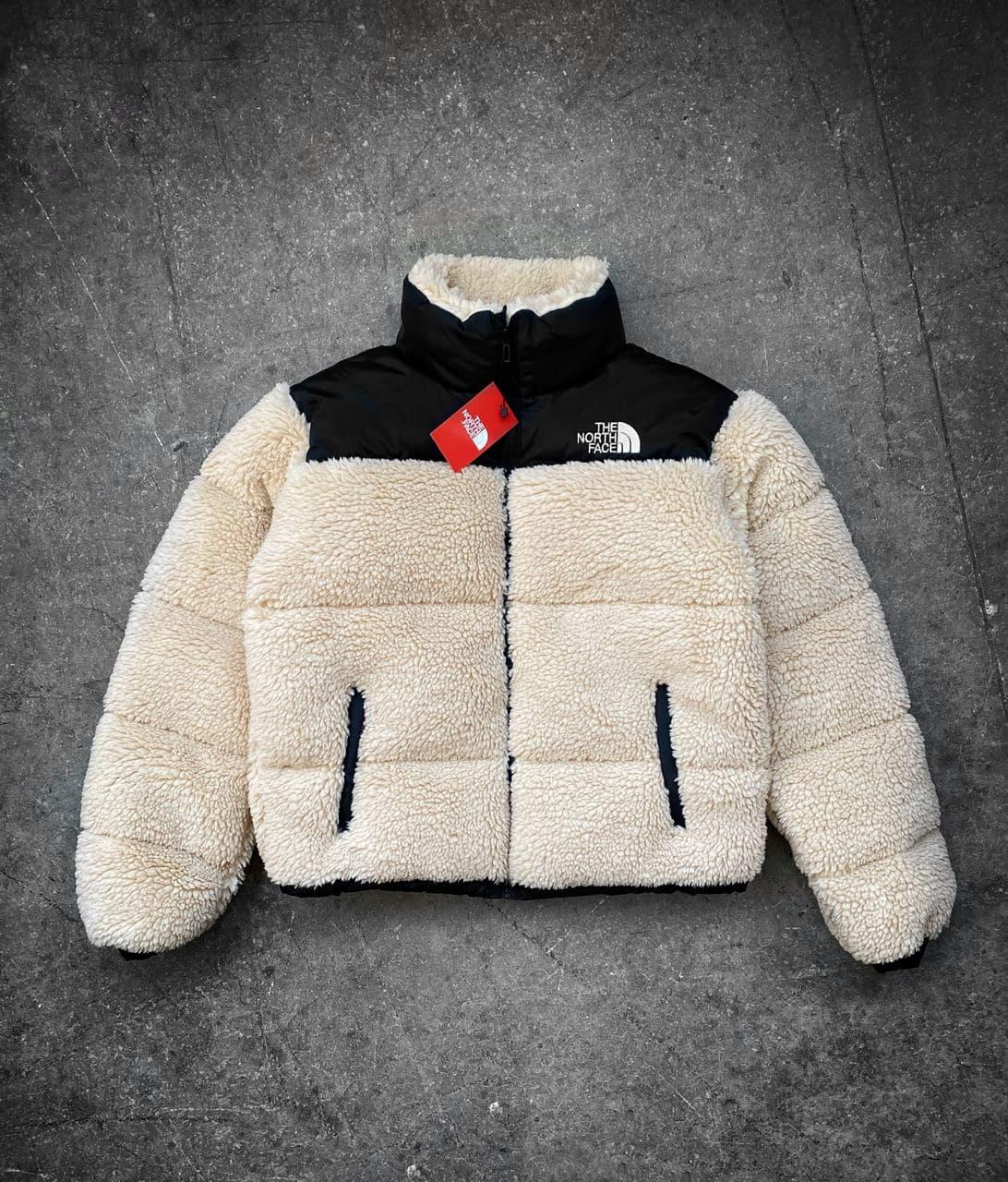 Куртка меховушка мужская бежевая еврозима без капюшона The North Face (TNF)