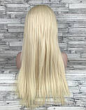 Перука довга пряма блонд з проділом 70см, фото 3
