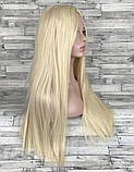 Перука довга пряма блонд з проділом 70см, фото 4
