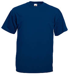 Темно синя чоловіча футболка класична Fruit of the loom Valueweight 100% бавовна базова однотонна