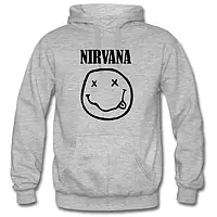 Свитшот Nirvana Smile с капюшоном Толстовка с логотипом рок-группы Нирвана Кофта мужская кенгуру Лето \ Зима