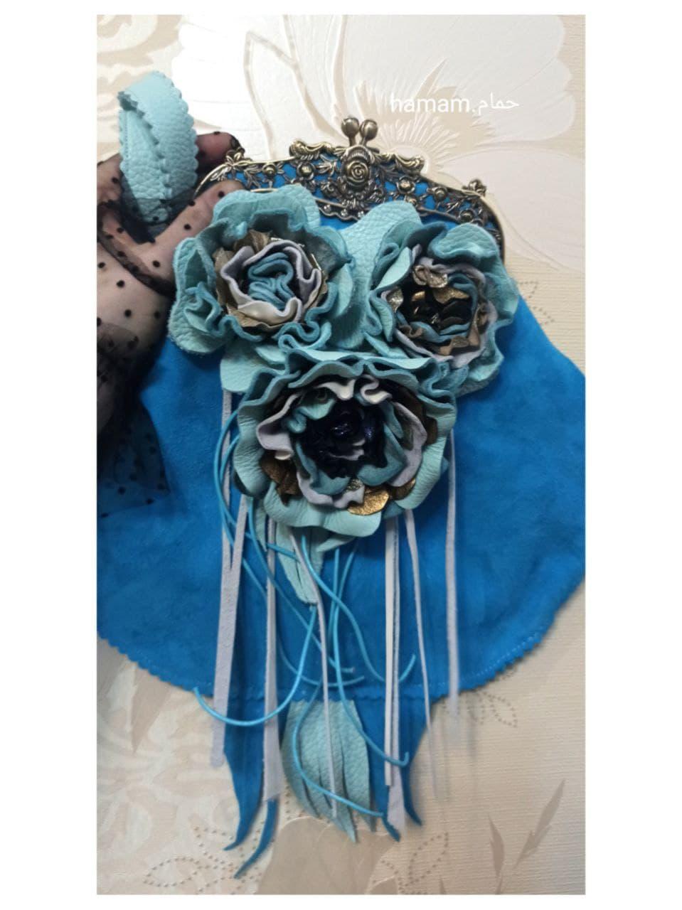 Сумка з натуральної замшевої шкіри бірюзового кольору Turquoise Rose