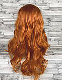 Перука жіноча хвиляста руда 70см довга з термоволокна, фото 2