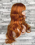 Перука жіноча хвиляста руда 70см довга з термоволокна, фото 3
