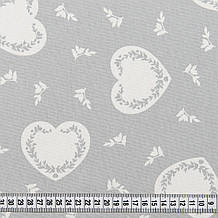 Тканина в стилі прованс сердечка. Тканина для штор, скатертини з сердечками. Бавовна Італія 285см фон сірий