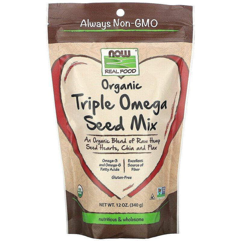 Насіння коноплі, чіа та льону Triple Omega Seed Mix Now Foods 340 г