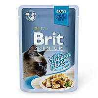 Влажный корм для кошек Brit Premium (Брит Премиум) Chicken Fillets Gravy для кошек курица в соусе 85 г