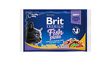 Влажный корм для кошек Brit Premium (Брит Премиум) Fish Plate 4 вкуса для кошек рыбная тарелка 4 шт х 100 г