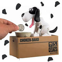 Электронная копилка Голодная Собака сейф копилки для денег детская интерактивная с миской поедающая монеты