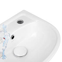 Раковина підлогова з п'єдесталом дитяча Qtap Baby 375x305x520 White з малюнком, з донним клапаном, фото 3