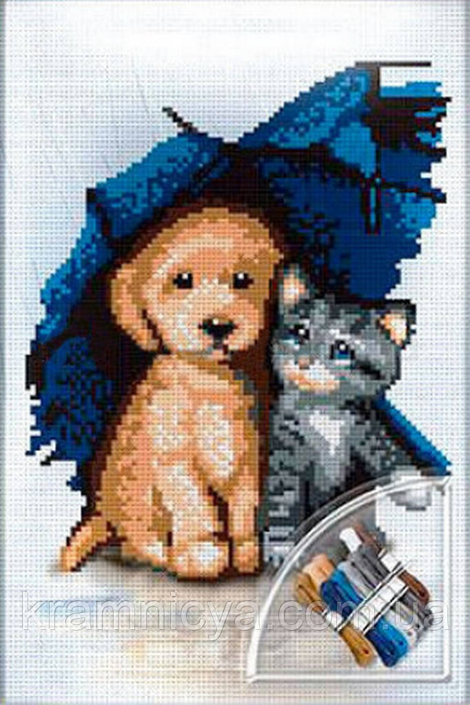 Вышивка крестиком на канве Cross Stitch Друзья под зонтом (VKB-01-15) - фото 1 - id-p1544346109