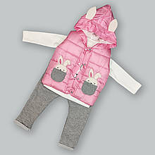 Дитячий костюм трійка "Зайчик" рожевий 86р.
