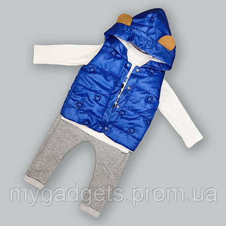 Дитячий костюм трійка "Ведмедик" синій 98р., фото 2