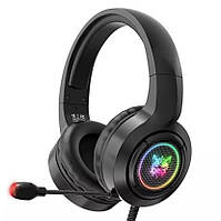 Наушники компьютерные с микрофоном и LED RGB подсветкой геймерские ONIKUMA Professional Headset X1 Черные