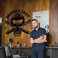 Деревянная картина BARBER SHOP деревянное панно 50х50 см