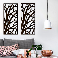 Деревянная картина Ветви деревянное панно 50х110 см