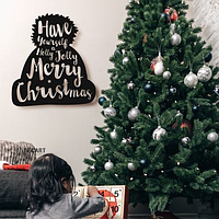 Дерев'яна картина Шапка Merry Christmas дерев'яне панно 50х45 см