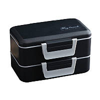 Ланчбокс двоярусний з вилкою/кладкою і HEY LUNCH — 1200 мл (LB-40035)