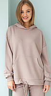 Худі жіночий однотонний на зав'язках з капюшоном Vivioji One Size Коричневий (13064)