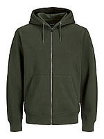 Толстовка JJESOFT BASIC SWEAT ZIP HOOD NOOS 12191895-Forest Night-Fit:REG FIT Jack & Jones L Зеленый