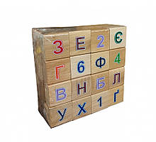 Деревянные кубики с алфавитом 11201 цветная азбука