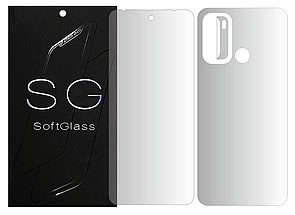 Бронеплівка для Motorola G60 комплект: для передньої і задньої панелі зносостійка поліуретанова SoftGlass