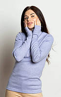 Гольф жіночий однотонний теплий Vivioji довгий рукав Блакитний розмір S (13094)