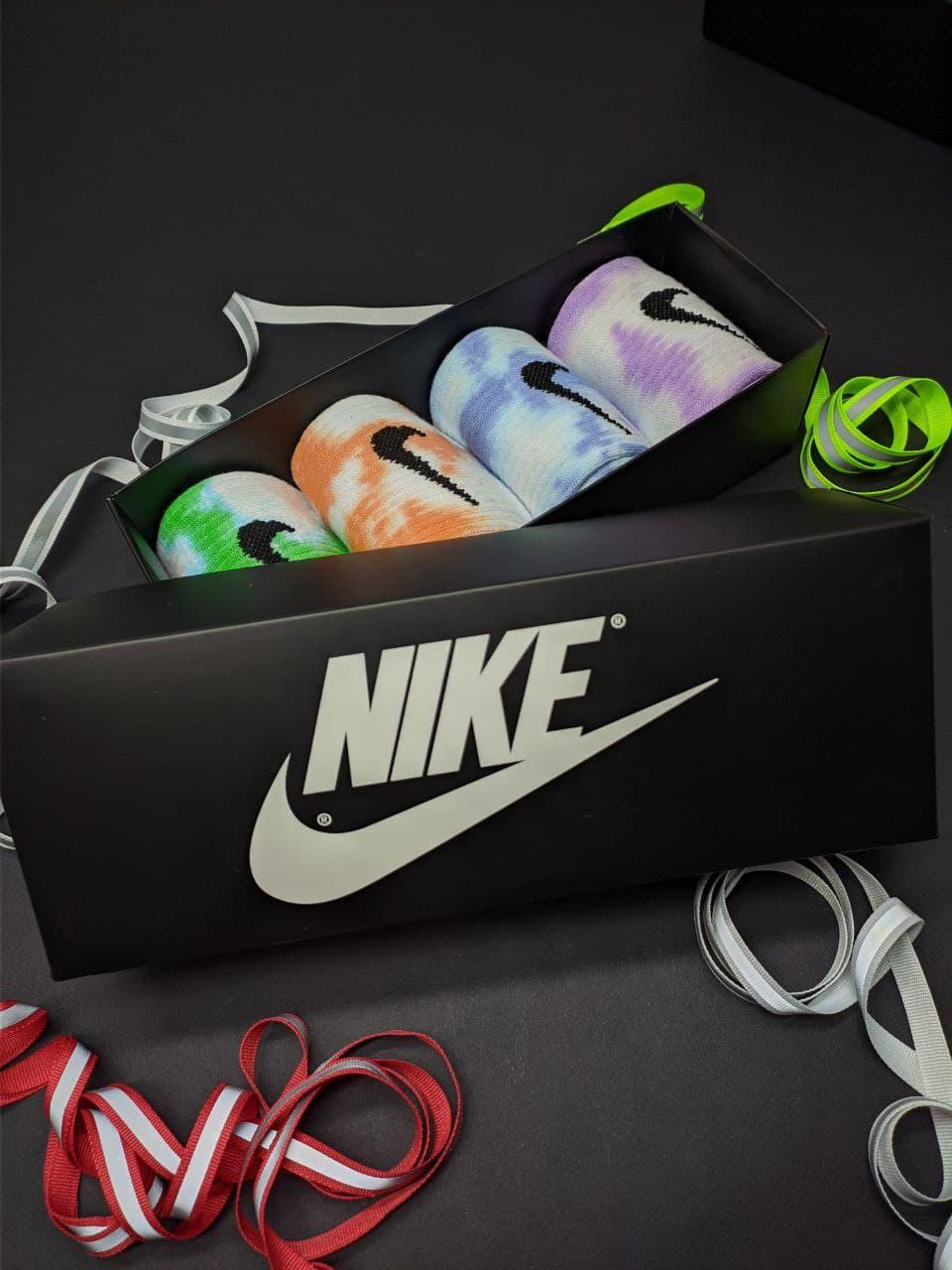 Високі жіночі Шкарпетки Nike / найк Original - Tie-dye - розміри 40-45 (найк) Подарунковий набір у коробці 4 пар