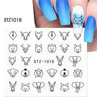 Слайдер-дизайн водные наклейки для ногтей, нейлкруст, STZ-1018
