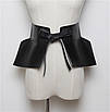 Ремінь-баска пасок оборка жіночий широкий еко-шкіряний масивний пояс-спідниця на талію портупея на зав'язках батал Чорний, фото 8