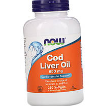 Масло печінки тріски NOW Cod Liver Oil 250 гел капс Жирні кислоти, фото 3