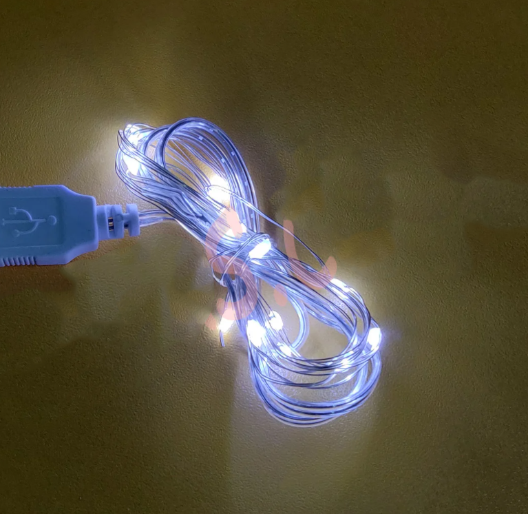 Міні гірлянда RGB на батарейках 1.5м білий колір