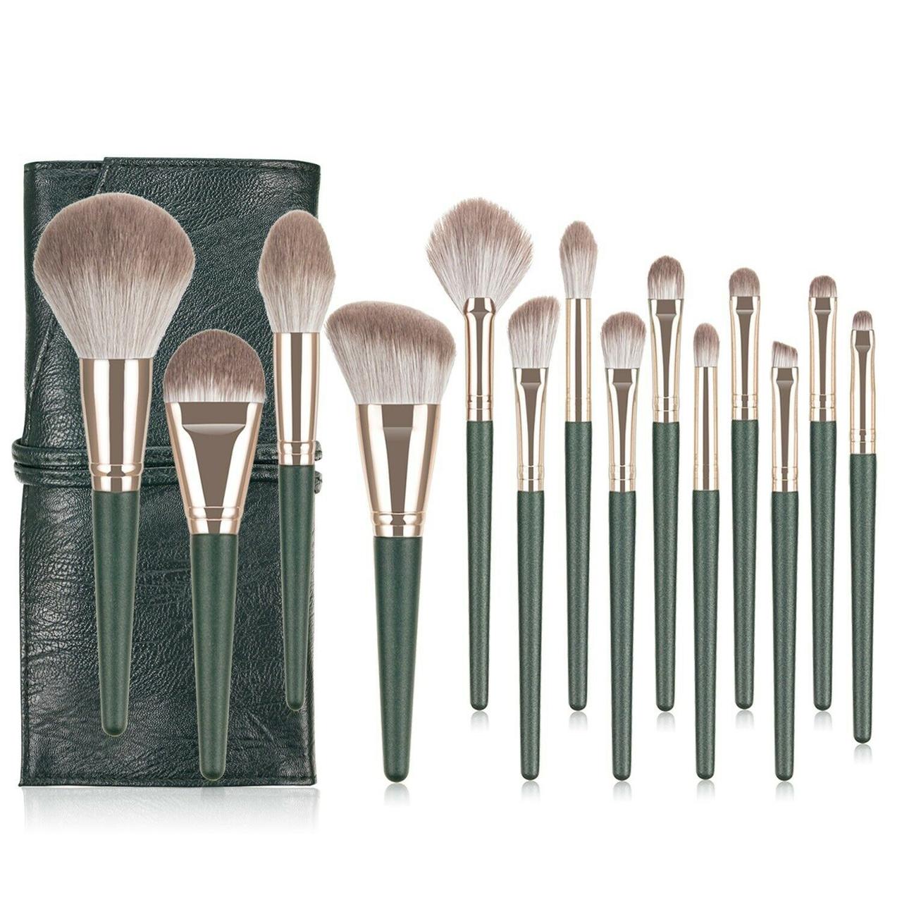 Профессиональный набор кистей для макияжа в сумочке на завязках Vertini Brush Set 14 шт зеленый - фото 1 - id-p1544504589