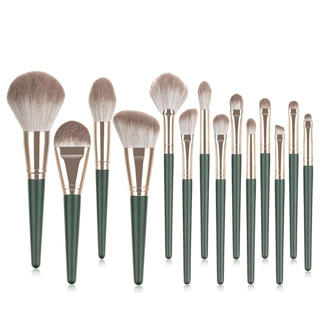 Профессиональный набор кистей для макияжа в сумочке на завязках Vertini Brush Set 14 шт зеленый - фото 2 - id-p1544504589