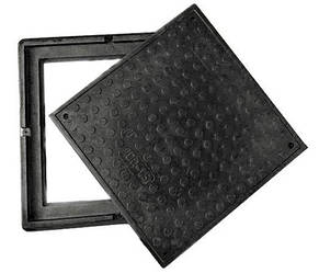 Каналізаційний люк оглядового полімерпісчаний (чорний) 1.5 т 480/640